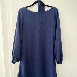 Navy Blue Long Sleeve Tunic Dress with Belt